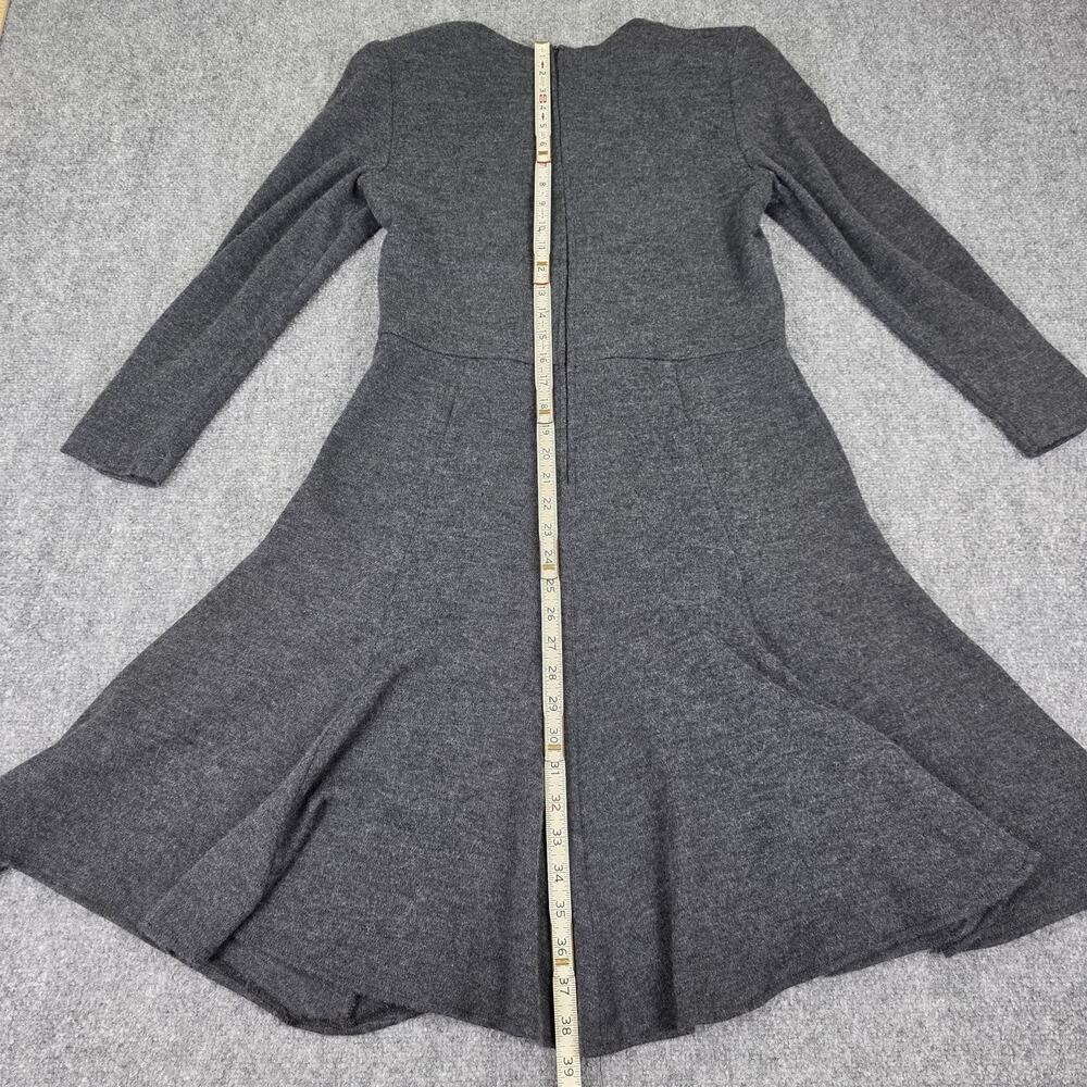 Vintage Kwai Dress Womens 14 Petite Gray Knit Fit & Flare Sweater Midi Bow USA - Picture 7 of 16